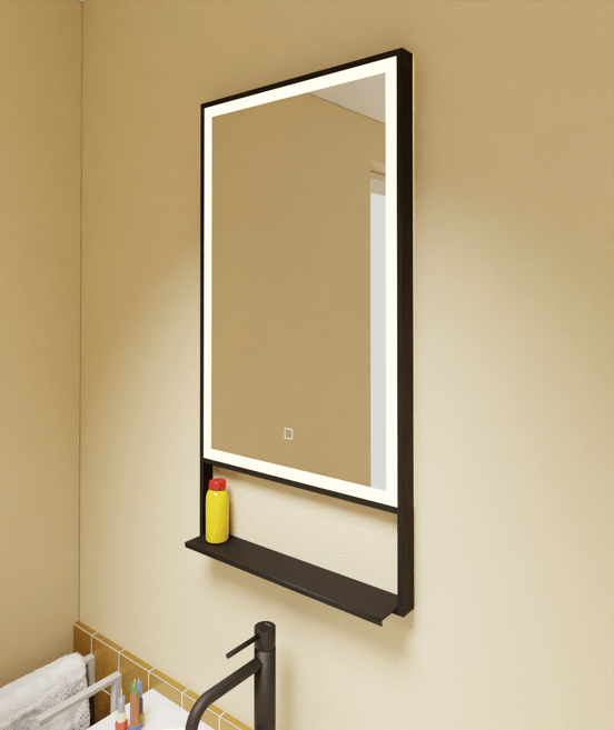 Luca Varess Bridge miroir rectangulaire noir lumineux et anti-buée 45 x 85 cm