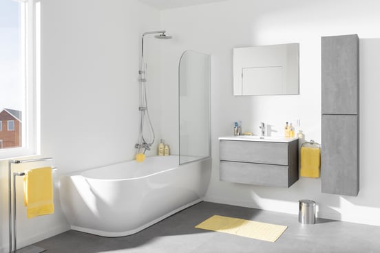 Linie Paulo baignoire d'angle droite simple 170 x 70 cm acrylique Blanc Brillant