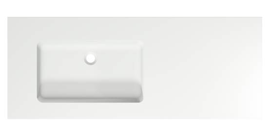 Storke Mata asymmetrisch linkse wastafel matte solid surface 130 x 52 cm combinatie kast 45 cm