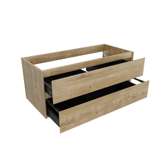 Balmani Mitra hängender Waschbeckenunterschrank 120 x 55 cm Eiche Rauh 2 Schubladen
