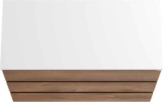 Linie Lado freistehendes Möbelstück Set: 100 x 46 cm, Braune Eiche, mit Lado Einzel- oder Doppel Waschtischplatte, Marmorkomposit Weiß matt