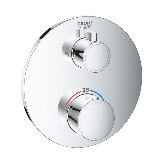 Grohe Grohtherm Round thermostatische inbouw douchekraan 2 functies glanzend chroom