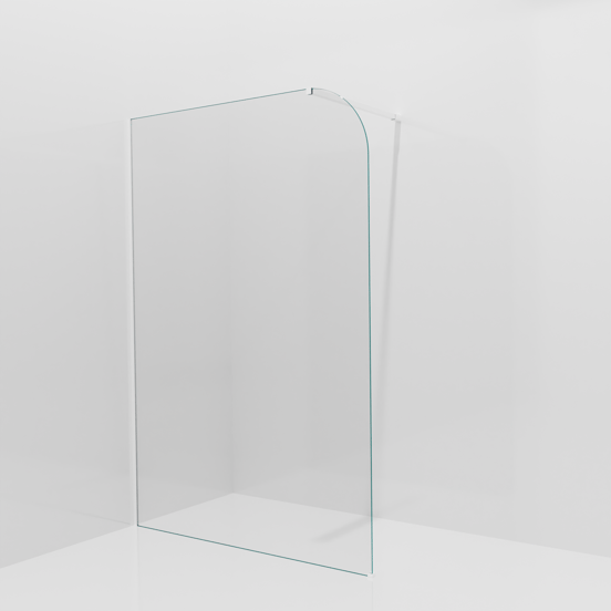 Balmani Modular Walk-In Dusche: 140 x 200 cm, Klarglas abgerundet, Profil Weiß matt