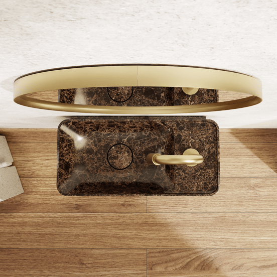 Balmani Auro miroir de toilette rond Brushed Champagne Gold Ø 35 cm