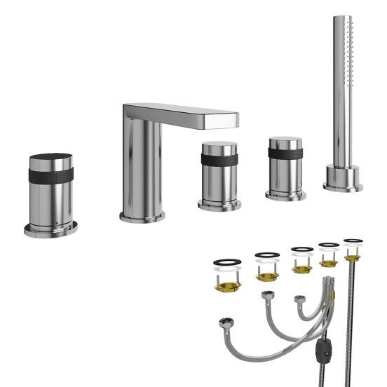 Blaufoss Sonic 5-Loch Badewannenrandarmatur: Chrom glänzend, mit Brausekopf