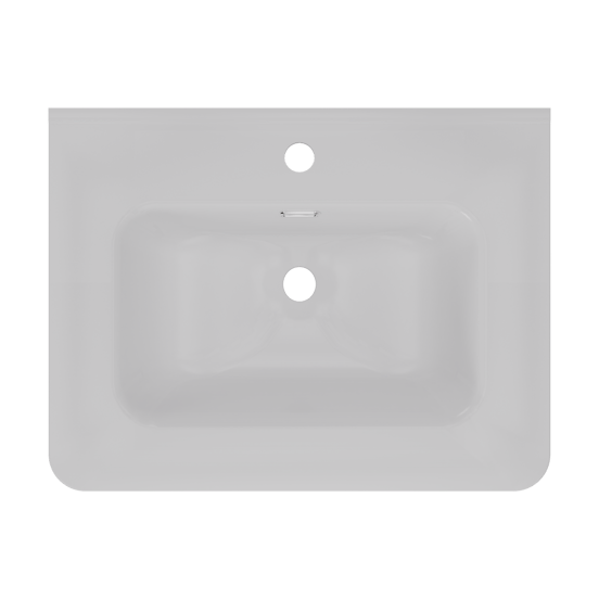 Linie Baro Curvo enkele wastafel porselein Glanzend Wit 60 x 46 cm