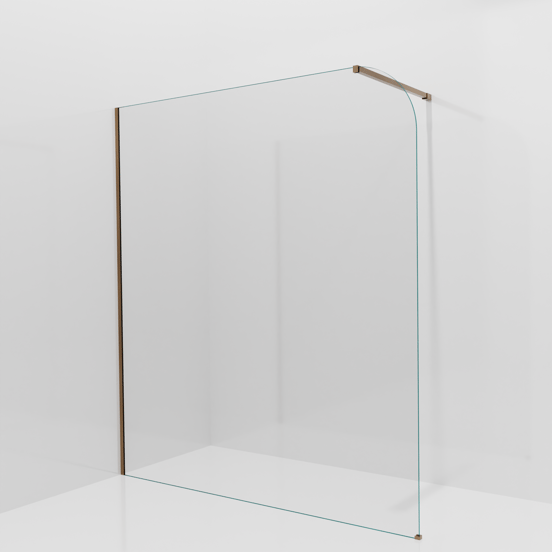 Balmani Modular inloopdouche: 180 x 200 cm, Helder glas afgerond, Brushed Rosegold profielen