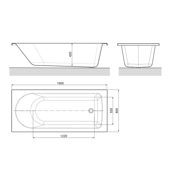 Luca Varess Snello baignoire encastrable mono 180 x 80 cm acrylique blanc mat