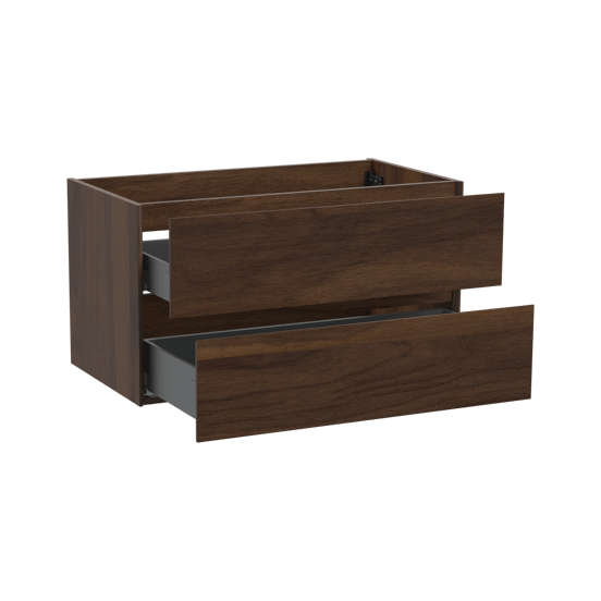 Storke Edge zwevende wastafelonderkast 95 x 52 cm notenhout 2 lades