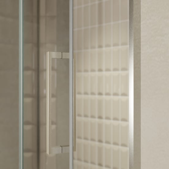 Balmani Senses Design douche draaideur links 140 cm x 210 cm Reflex spiegelglas, Brushed CoolMetal profielen