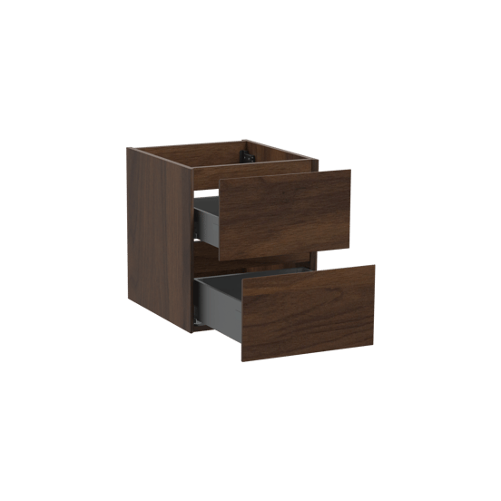 Storke Edge zwevende wastafelonderkast 45 x 52 cm notenhout 2 lades