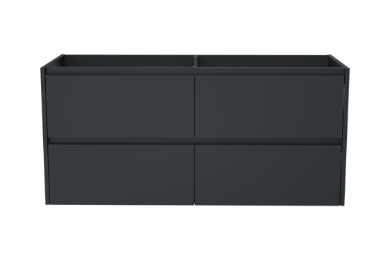 Storke Seda meuble sous-vasque suspendu 130 x 52 cm Noir Mat 4 tiroirs