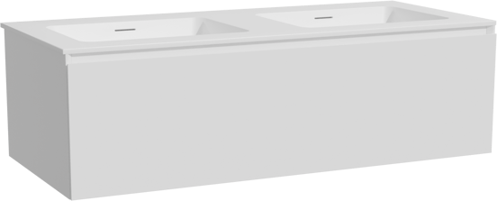 Storke Edge zwevend badmeubel 120 x 52 cm mat wit met Mata dubbele wastafel in solid surface mat wit