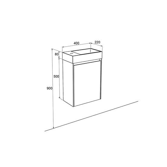 Storke Edge meuble wc suspendu 40 x 22 cm chêne brut avec Vida plan vasque en marbre composite brillant