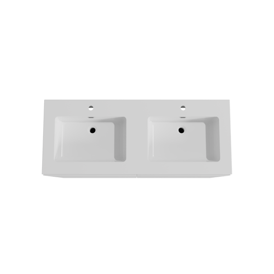 Storke Edge freistehendes Möbelstück Set: 130 x 52 cm, Weiß matt, mit Diva Doppelwaschtisch, Marmorkomposit Weiß glänzend