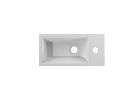 Luca Varess Cubic Handwaschbecken, Keramik weiß matt, Rechts, 40,5 x 20 cm