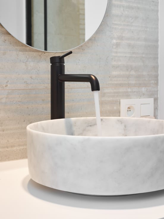 Balmani Fato vasque à poser marbre carrare rond Ø 37,5 cm