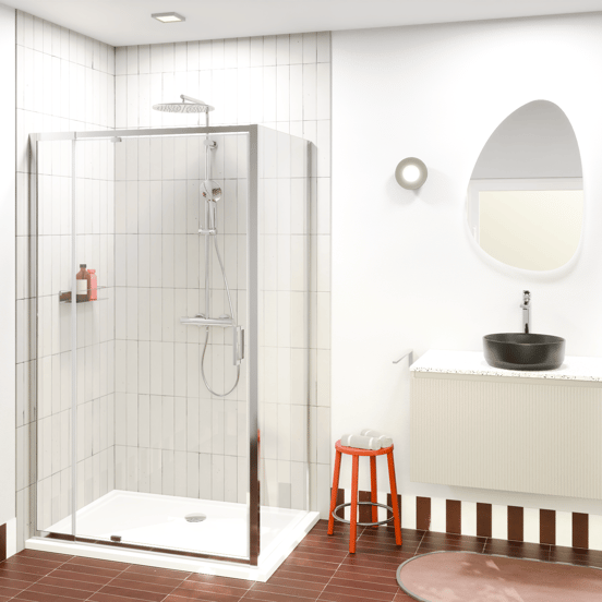 Luca Varess Vidor Telescope paroi de douche avec porte pivotante et paroi latérale fixe 120 x 80 cm verre transparent profil chrome brillant