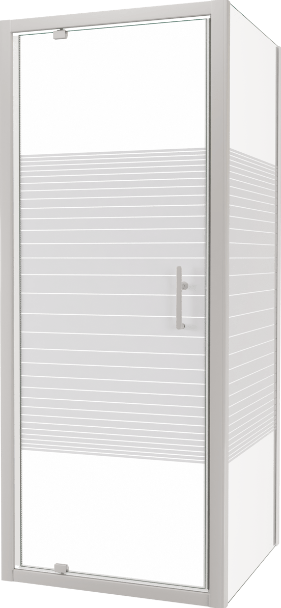 SanyOne Anton paroi de douche avec porte pivotante et paroi latérale fixe, 80 x 80 cm, verre à rayures, profil blanc