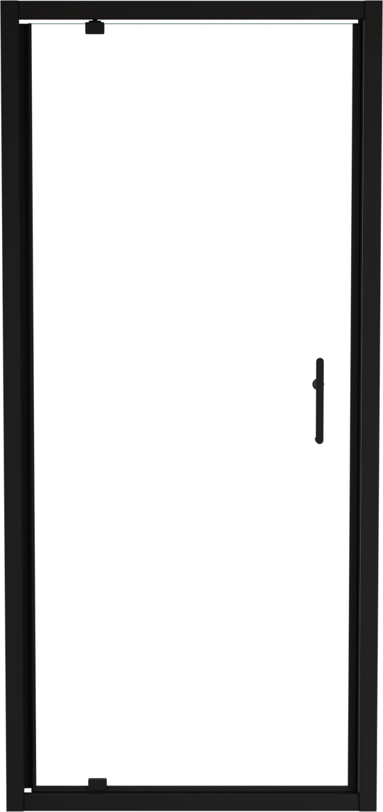 Linie Cadiz porte pivotante 90 cm x 190 cm verre transparent profil noir mat