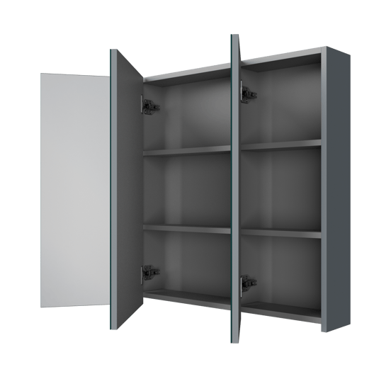 Linie Montro Spiegelschrank Bad: 100 x 75 cm, Blau Anthrazit