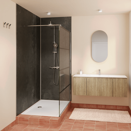 Luca Varess Groovy douchewandbekleding set 2 x 120x260 cm, SPC, Granito