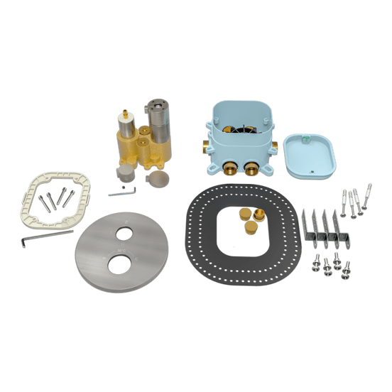 Blaufoss Smartbox Round thermostat de douche encastré 2 fonctions Brushed Coolmetal incl élément intégré