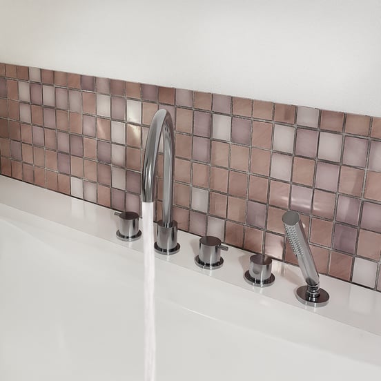 Blaufoss Round robinet de bain sur gorge 5 trous avec douchette chrome brillant