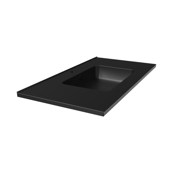 Linie Vano plan simple marbre composite Noir Mat 90 x 46 cm
