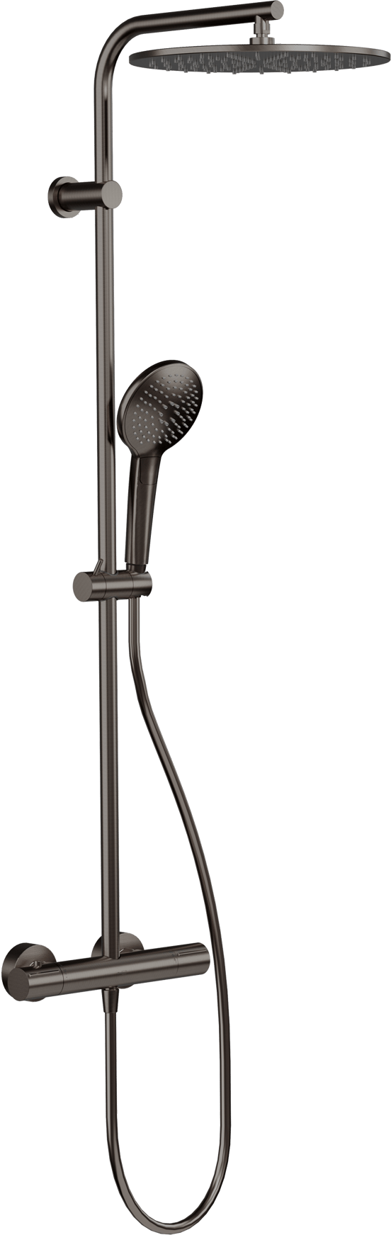 Blaufoss Round 300 Duschsystem: Brushed GunMetal