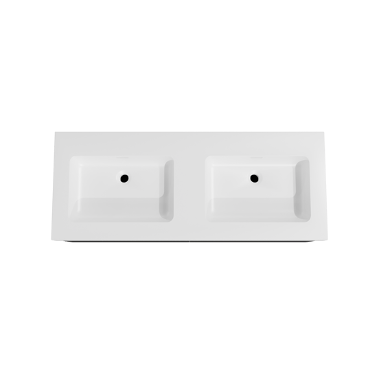 Storke Edge zwevend badmeubel 130 x 52 cm mat zwart met Mata High dubbele wastafel in solid surface mat wit