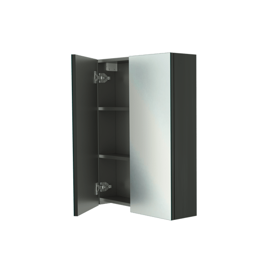 Linie Montro Spiegelschrank Bad: 60 x 75 cm, Schwarz Matt