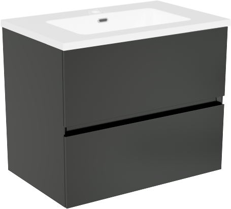 Storke Edge meuble salle de bains suspendu 60 x 40 cm noir mat avec Diva plan simple en marbre composite blanc brillant