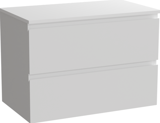 Linie Lado zwevend badkamermeubel 80 x 46 cm glanzend wit met Lado enkel tablet in composietmarmer mat wit