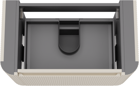 Storke Soft zwevende wastafelonderkast 80 x 46 cm Sand mat 2 lades vert. sym. Groef