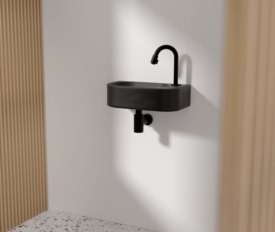 Luca Varess Rondo fonteintje 41 x 22 cm Mat Zwarte porselein