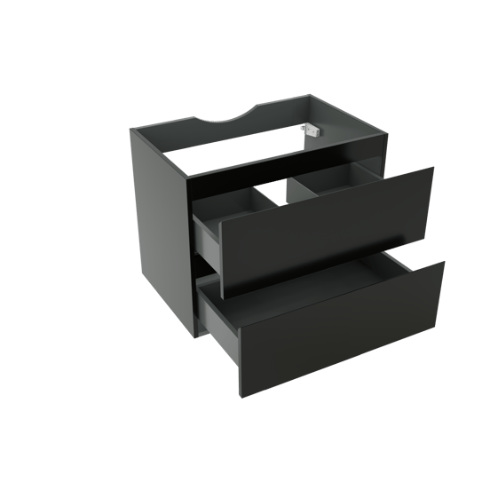 Linie Lado meuble sous-vasque suspendu 70 x 46 cm Noir Mat 2 tiroirs