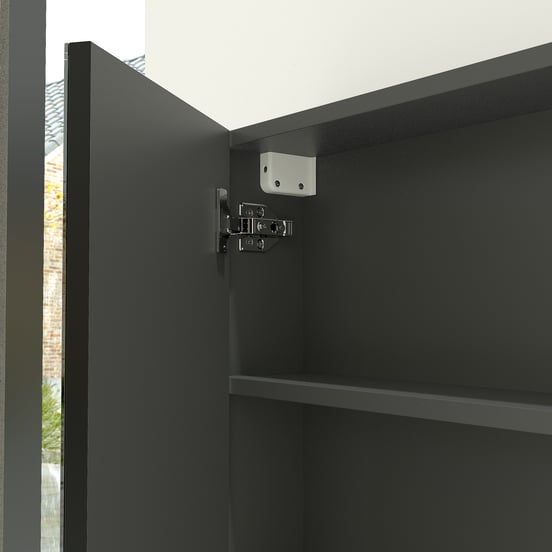 Linie Montro Spiegelschrank Bad: 80 x 75 cm, Schwarz Matt