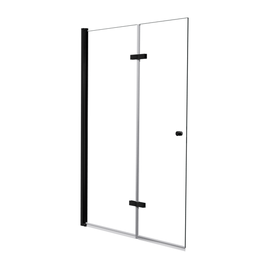 Luca Varess Kuresa pare-baignoire pliant en 2 pièces 120 cm verre transparent profil noir mat