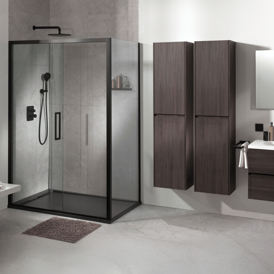 Luca Varess Senses douchehoek met schuifdeur 140x100cm mat zwart