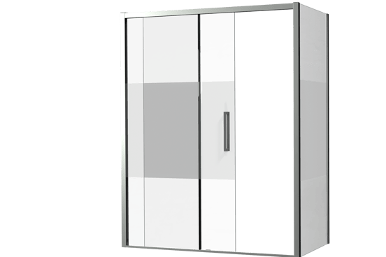 Luca Varess Senses douchecabine met linkse schuifdeur en vaste zijwand 160 x 90 cm Helder glas met matte strook glans chroom profiel