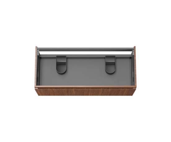 Storke Ribs meuble sous-vasque suspendu 120 x 52 cm noyer 2 tiroirs