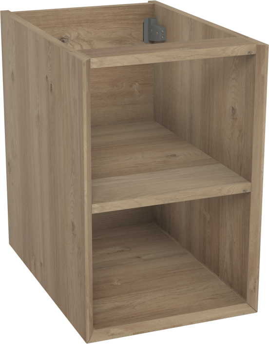 Storke Edge hängender Waschbeckenunterschrank: 35 x 52 cm, Eiche rustikal, mit 2 offenen Nischen