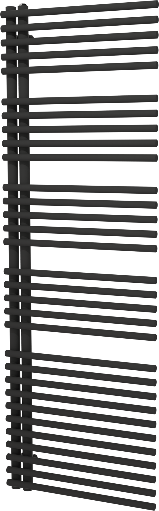 Vipera Nevada enkele handdoekradiator 60 x 180 cm centrale verwarming mat zwart zijaansluiting 1103W