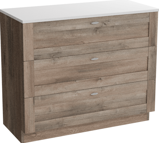 Linie Classo freistehendes Möbelstück Set: 100 x 46 cm, Graue Eiche, mit Lado Einzel- oder Doppel Waschtischplatte, Marmorkomposit Weiß matt