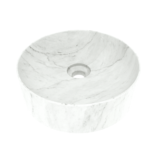 Balmani Fato vasque à poser marbre carrare rond Ø 37,5 cm
