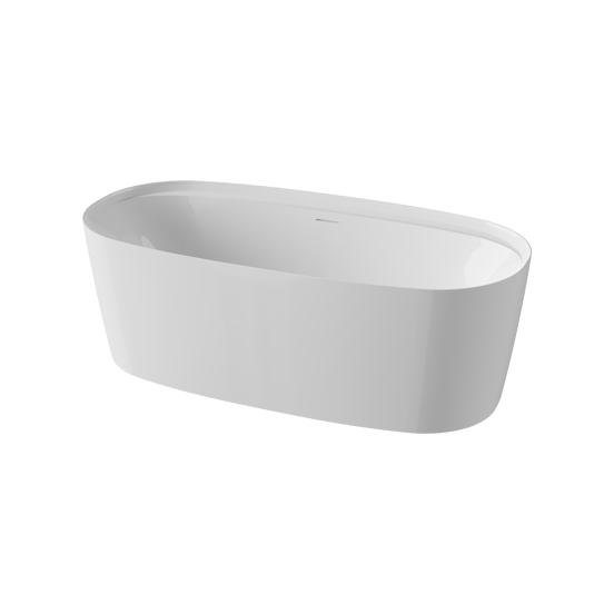 Luca Varess Sutilo ovale baignoire îlot 170x80 cm acrylique Blanc Brillant avec tablette intégrée