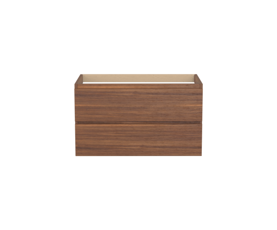 Balmani Lucida hängender Waschbeckenunterschrank: 90 x 55 cm, Amerikanischer Nussbaum, 2 Schubladen