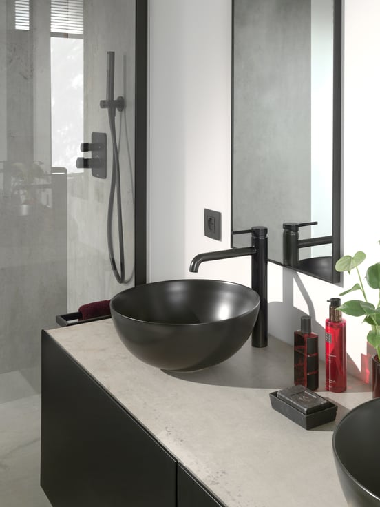 Luca Varess Supra vasque à poser porcelaine Noir Mat rond Ø 36 cm