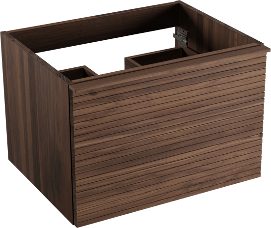 Balmani Forma hängender Waschbeckenunterschrank: horizontale Rippen, 67,5 x 55 cm, Amerikanischer Nussbaum, 2 Schubladen